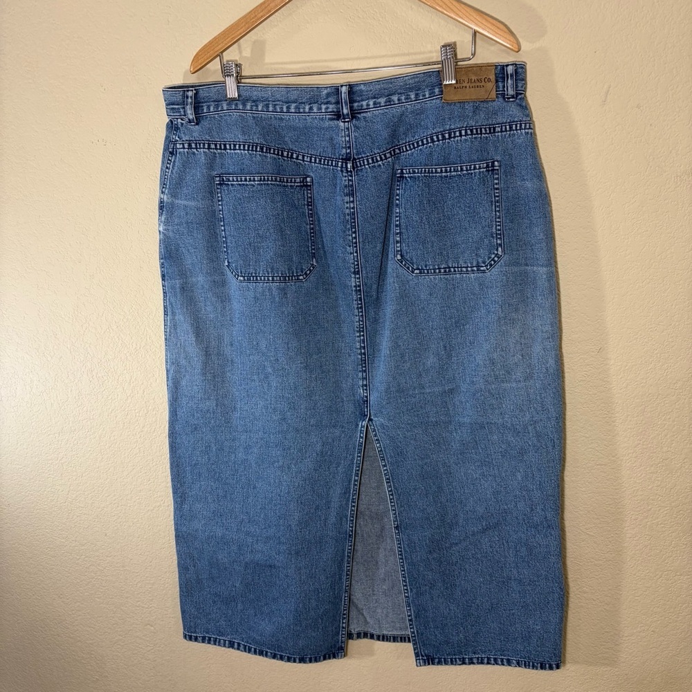 Vtg Lauren Jeans Co. Ralph Lauren High Waist Denim Skirt Sz 18W Biker Grunge - Picture 6 of 11